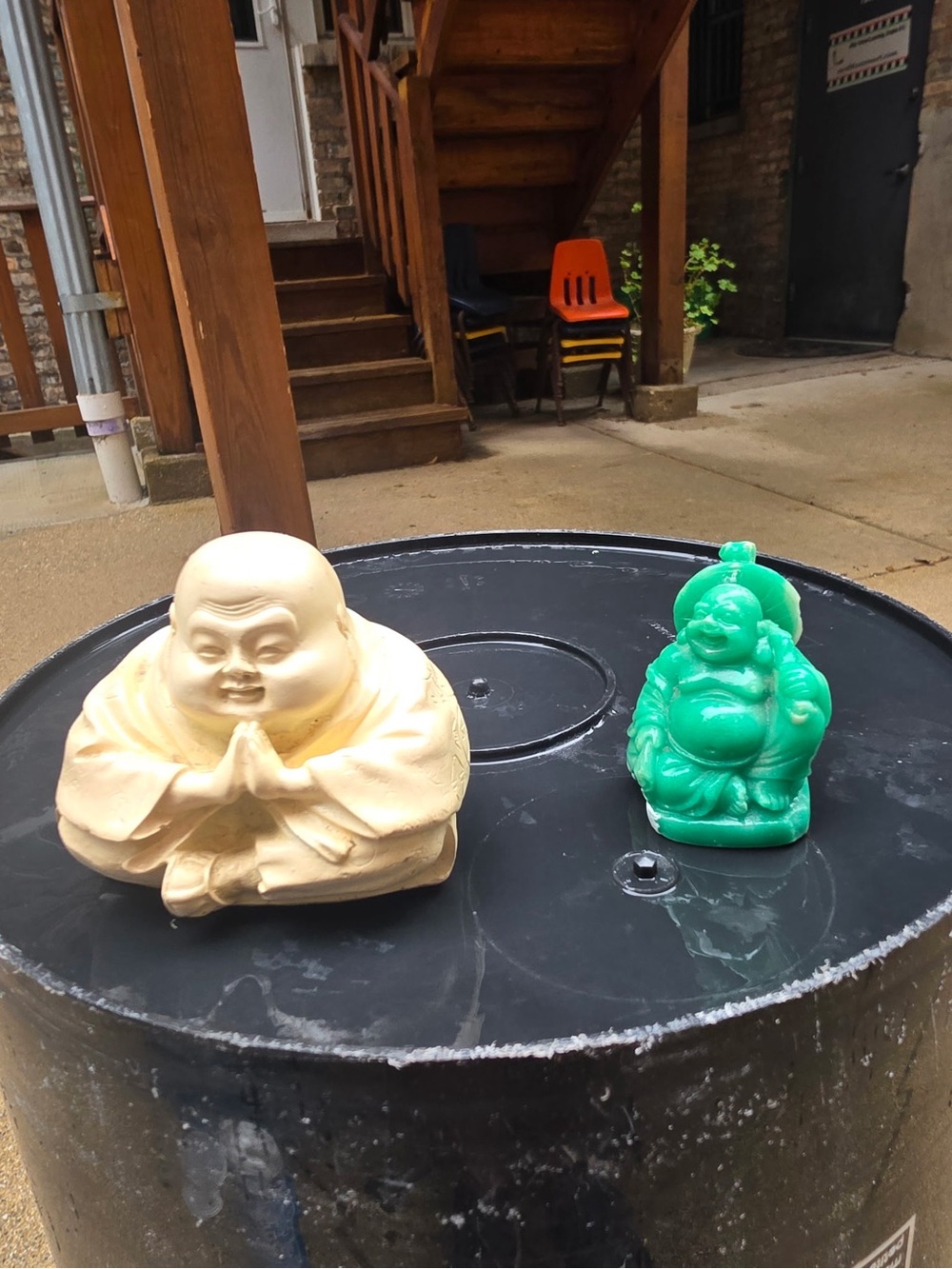 Decorative Buddha Figurines - Cream and Green - Home Art